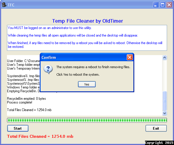 TFC Temp File Cleaner running a purge process